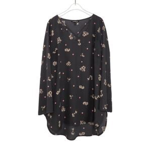 Express Purple Floral And Pokla Dot Shirt Boho Blouse Large